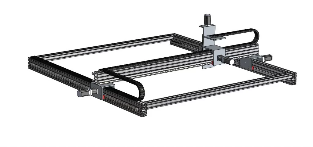 Industrial CNC frame 2x2 m (6x6') with the laser module.
